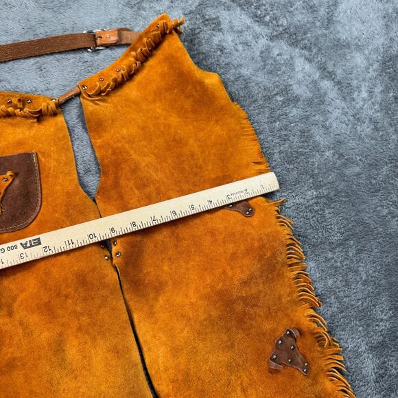 JOHN R CRAIGHEAD & CO DENVER Kids Vintage Suede Leather Chaps Western Rodeo - Picture 3 of 5